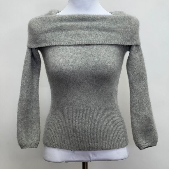 White House Black Market WHBM Cowl Neck Sweater X-Small Gray 100% Cashmere - Picture 1 of 8
